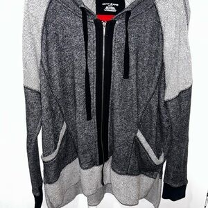 DKNY Men's Zip-Up Sweater in Gray and Black